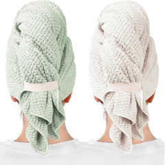 2 Packs Large Microfiber Hair Towels for Women, Super Absorbent & Quick Dry Hair Towel Wrap for Curly Hair Long & Short Hair- Anti-Frizz Hair Turbans for Wet Hair - 27.5''*39.4''