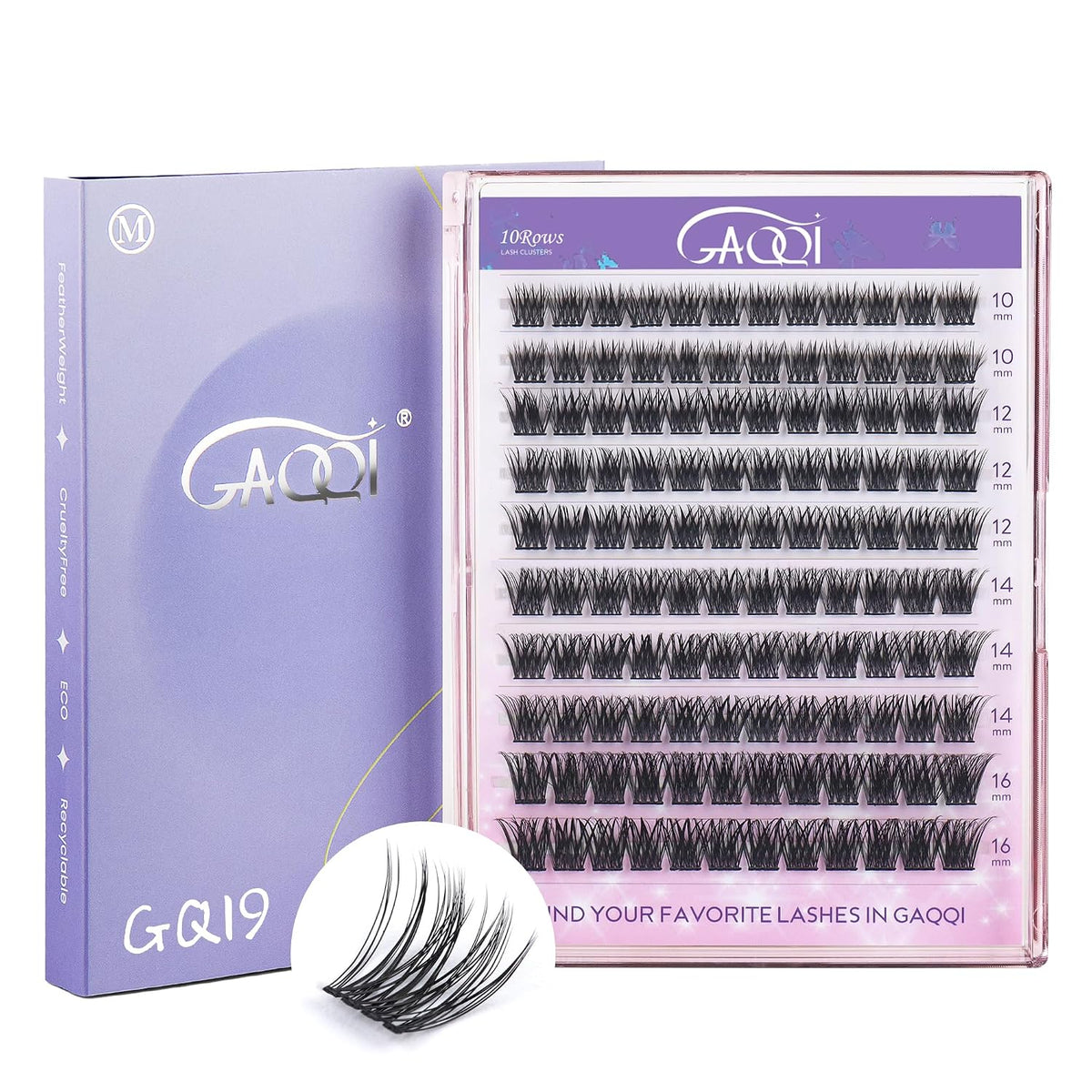 GAQQI Self Adhesive Lash Clusters, Pre Glued Eyelashes 10-14mm Wispy Cluster Lashes, Press On No Glue False Eyelashes, Strong Adhesive & Reusable Glueless（PG4）