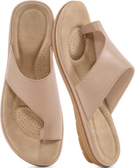 Summer Flat Sandals for Women: Comfortable Walking Dressy Slides for 2025 - Ladies Orthopedic Casual Shoes Indoor Outdoor