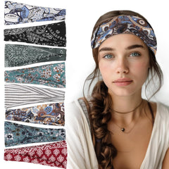8 Pack Headbands for Women, Boho Style Headbands Non Slip Fashion Wide Headband Hair Wrap Stocking Stuffers for Women Girls