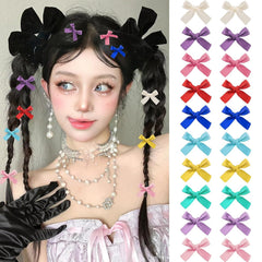 Mini Hair Bows for Women Girls Cute Hair Clips Small Alligator Long Tail Hair Ribbon Accessories -3 Styles -36P - Black White Pink