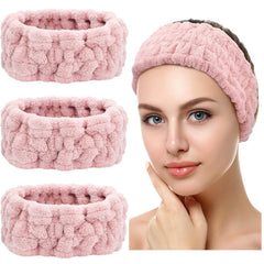 Chuangdi 3 Pieces Spa Headband for Women Facial Makeup Headband Soft Terry Cloth Hairband for Washing Face Mask Spa Shower Gifts(Black, White, Light Grey)