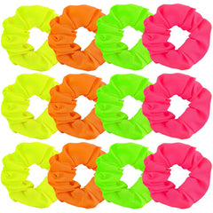 AUEAR, 8 Pack Neon Scrunchies, 80s Hair Accessories Bright Colors Scrunchy Premium Elastic ties Ponytail Bands for Women 90s Party Outfits Workout Costumes