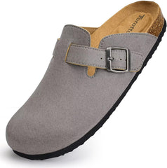 Torotto Womens Clogs Cork Footbed Suede Slippers Arch Support Potato Shoes with Adjustable Buckle