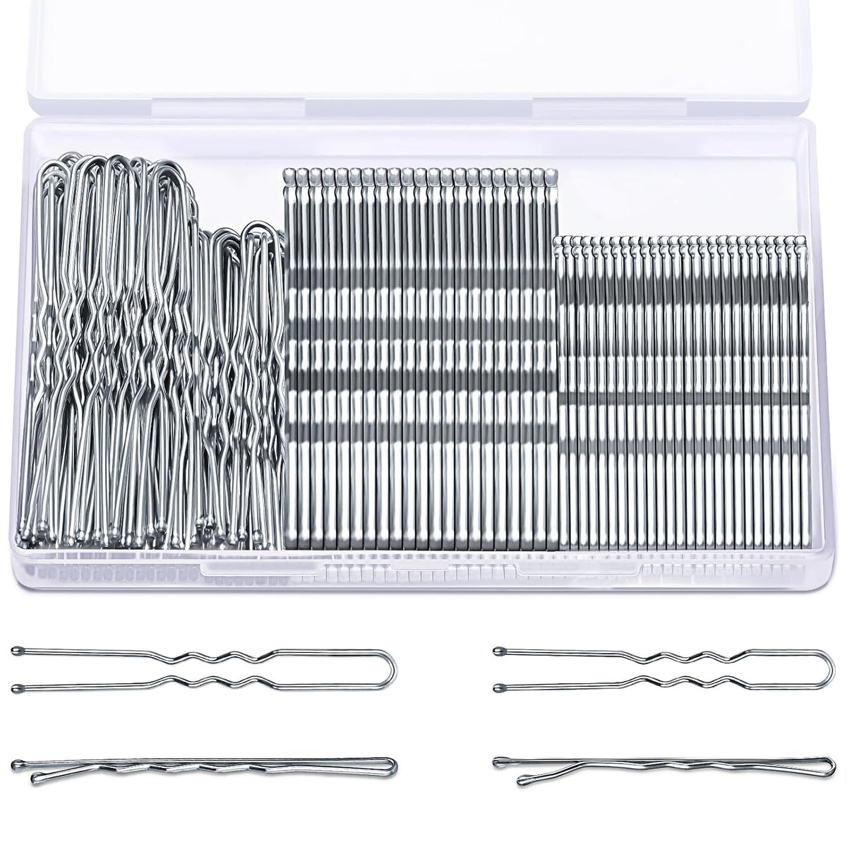 TsMADDTs Bobby Hair Pins Kit, 200PCS U Shaped Bobby Pins Black for Women, Ballet Buns with Box, 2.4IN and 2IN