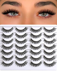 Lashes False Eyelashes Natural Wispy Fake Lash Strips 50D Strip Lash Clusters Cat Eye Volume Mink Eyelash Pack Fluffy Eye Lashes Natural Look Short Cateye Full Pestañas Sets by FenBair