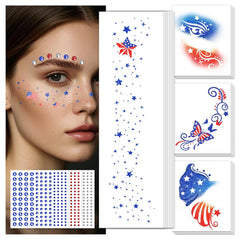 EMOME Halloween Decorations, Halloween Glitter Faux Freckles Face Tattoos with Black Orange Purple Face Gems, Halloween Rave Accessories Face Paint Makeup Kit for Women, Kids, Party Supplies