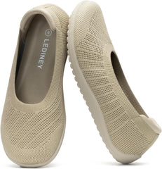 Wide Ballet Flats Shoes for Women, Width Foldable Round Toe Knit Women's Flats with Arch Support, Comfortable Shoes for Women Dressy Casual Work Office