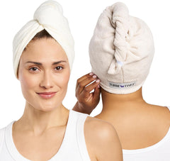 Turbie Twist 2-Pack Microfiber Hair Towel for Beauty, Travel, Gifting - Hair Wrap Turban for Straight, Wavy & Curly Hair - Premium Hair Care - Dark Pink & Light Pink