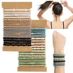 32PCS Boho Hair Bracelets for Women Elastic Bracelets Hair Ties No Damage Hair Bands for Girls Thick Thin Long Curly Hair Accessories(B Style)