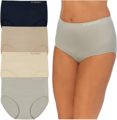 ELLEN TRACY Women’s Full Brief Panties Breathable Seamless Underwear 4-Pack Multipack (Regular & Plus Size)
