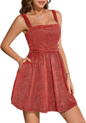 BeryLove Women Sequin Homecoming Dress Cocktail Sleeveless Sparkly Tie Party Mini Formal Dresses