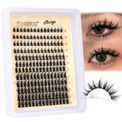 JIMIRE Manga Lash Clusters Kit Wispy Eyelash Clusters 8-14MM Fairy Lash Extension Kit with Lash Bond and Seal Short Cluster Eyelash Extensions with Bottom Lash Clusters