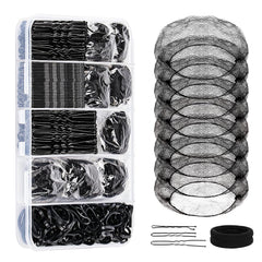 Dance Hair Accessories Kit, Dance Stuff with 100 U-shaped Pins, 50 Bobby Pins, 100 Elastic Rubber Bands, 8 Invisible Hair Nets,2 Hair Ties for Ballet Bun,Dance Competitions,Brown