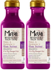 Maui Moisture Heal & Hydrate + Shea Butter Shampoo to Repair & Deeply Moisturize Tight Curly Hair with Coconut & Macademia Oils, Vegan, Silicone, Paraben & Sulfate-Free, 13 fl oz