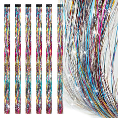 19.7 Inch Clip In Hair Fairy Tinsel Kit Clips Clip On Glitter Hair Tinsel Extensions 12 Colors