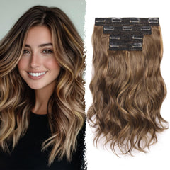 20 Inches Blonde Hair Extensions Clip ins, 4Pcs Curly Synthetic Clip in Hair Extensions (Color: Dark Blonde with Bleach Blonde Highlights)