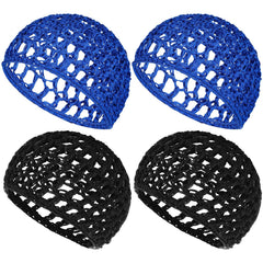 4 Pack Hair Nets Cap Crochet Knit Snood Bonnets Sleeping Hairnet Fitted Hair Cover Wrap Comfortable Haircare Wave Cap for Keep Curls Ballet Serving Shower Bath Head Circumference 20-22in