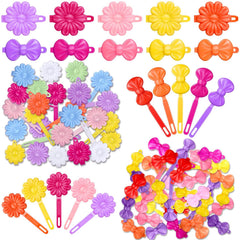 Janinka 72 Pieces Self-Hinge Plastic Hair Clips: 80s 90s Cartoon Colorful Cute Barrettes and Pins for Toddler Girls (Multicolor, Classic)
