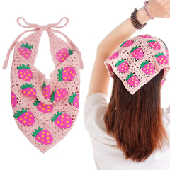 hoyuwak Crochet Bandanas Headbands Head Scarf Hair Scarf for Women Girls Knitted Floral Hair Accessories for Hair Styling Festival Holiday Christmas Decor(White)