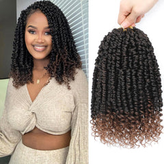 Alicoco Passion Twist Crochet Hair 8 Inch Passion Twist Hair Pre Looped 8 Packs Spring Twist Crochet Braids with Curly Ends Pre-Twisted Crochet Hair for Women (1B)
