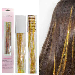 47" Holographic Hair Tinsel Kit Shining Silver Professional Sparkle Heat-Resistant Silk Hairpieces, Hair Accessories for Girls, Party Hair, Gifts for Girls (1000 Strands, Shining Silver)