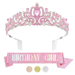 Birthday Sash, Crowns, Tiara and Headband Set for Women - Birthday Queen Decorations