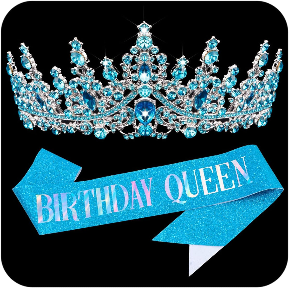 COCIDE "BIRTHDAY QUEEN Birthday Sash for Women Birthday Tiaras for Girls Decorations Set Rhinestone Headband Hair Accessories Glitter Crown for Party Supplies