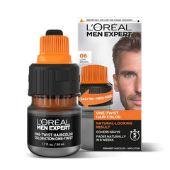 L’Oreal Paris Men Expert One Twist Mess Free Permanent Hair Color, Mens Hair Dye to Cover Grays, Easy Mix Ammonia Free Application, Light Medium Brown 05, 1 Application Kit