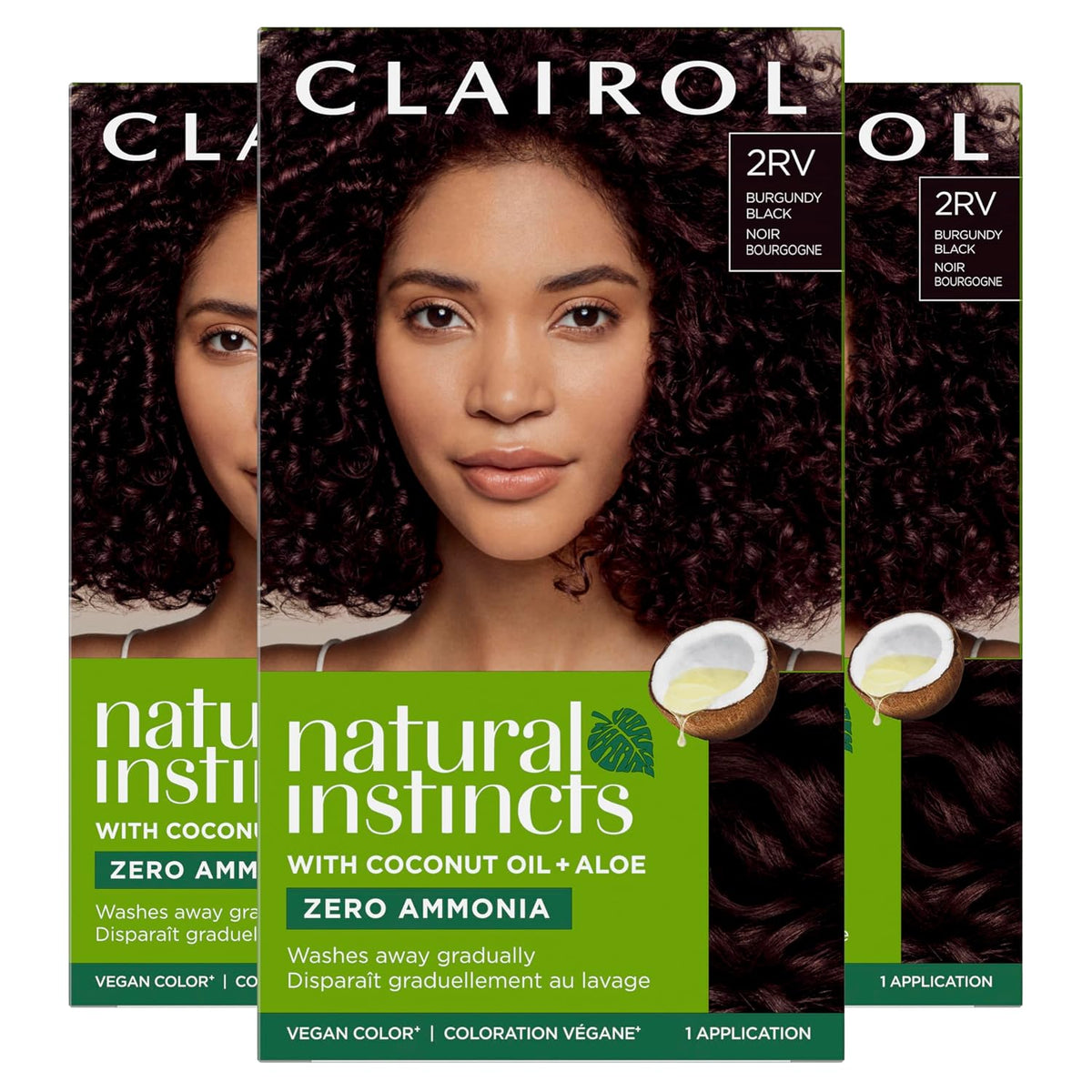 Clairol Natural Instincts Demi-Permanent Hair Dye, 3 Brown Black Hair Color, Pack of 1
