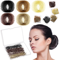 Zonon Hair Nets 50Pcs Invisible Elastic Edge Mesh, 50cm Individual Package, for Women Bun Suitable Occasions, with 40Pcs U Shaped Pins, Black