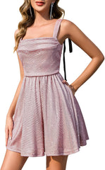 BeryLove Women Sequin Homecoming Dress Cocktail Sleeveless Sparkly Tie Party Mini Formal Dresses