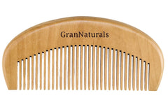 GranNaturals Wooden Comb for Detangling & Styling Wet or Dry Hair - Small Pocket Sized Fine Tooth Natural Wood for Curly, Thin, Thick, Wavy, or Straight Hair - Birthing & Labor Tool