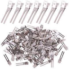 120pcs Double Prong Curl Clips, Metal Hairpins for Hair Styling and Bows, Salon-Grade Hair Clips for Curling (Silver)