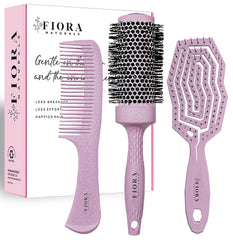 Fiora Naturals Hair Detangling Brush -100% Bio-Friendly Hair Detangler Brush w/Ultra-soft Bristles- Glide Through Tangles with Ease - For Curly, Fine, Women, Men, Kids, Toddlers, Wet and Dry Hair
