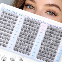 Wispy Lash Clusters Kit Natural Lash Extension Kit DIY Eyelash Extension Kit 10-14MM Individual Lashes Thin Band Eyelash Clusters with Lash Cluster Glue and Tweezers by zanlufly