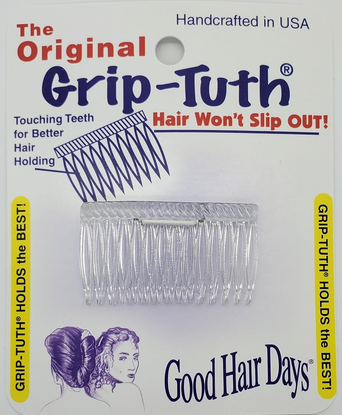 Grip‑Tuth Shorty Tuck Combs – 1 3/4″ Decorative Styling Tools for Fine, Thin Hair, Secure Hold, Jewelry & Accessories – Crystal, Set of 2