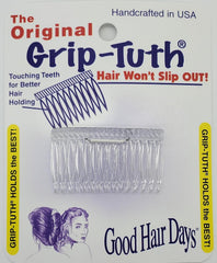 Grip‑Tuth Shorty Tuck Combs – 1 3/4″ Decorative Styling Tools for Fine, Thin Hair, Secure Hold, Jewelry & Accessories – Crystal, Set of 2