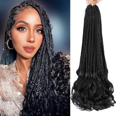 Crochet Hair for Black Women 22 Inch 8 Packs Crochet Braids Box Braids Crochet Hair Pre Looped French Curl Crochet Braids With Curly Ends Hair Extensions Braids（22 Inch,1B)
