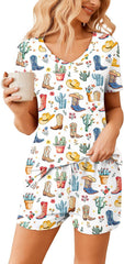 Ekouaer Womens Pajama Sets Short Sleeve Pajamas for Women Sets Soft Lounge Sets Casual V Neck Sleepwear PJS