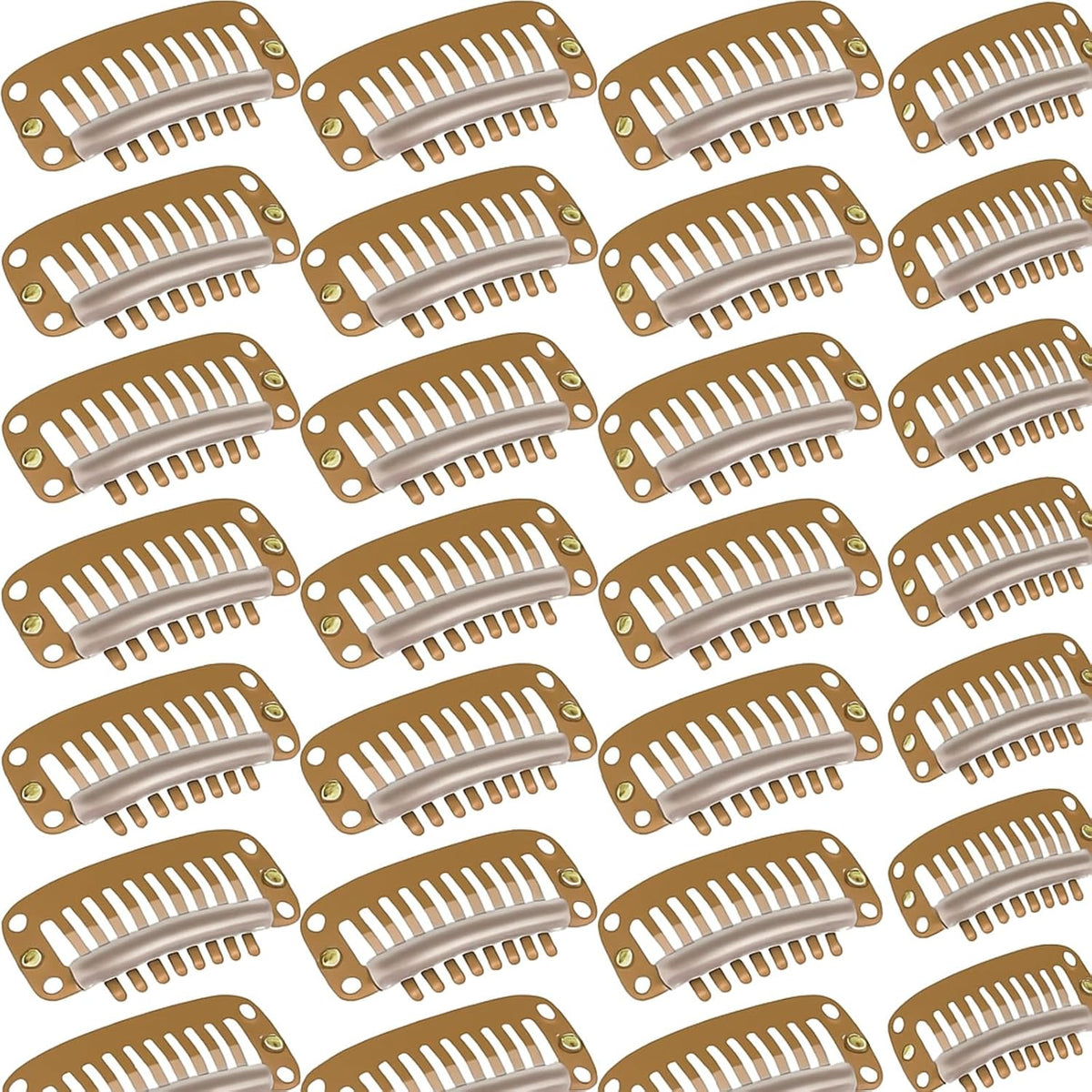WILLBOND 30 Pieces 32 mm 9-teeth Hair Extension Clips Hair Extension Wigs Snap Clips Comb Small Snap Wig Accessories for Women DIY(Mixed Colors)