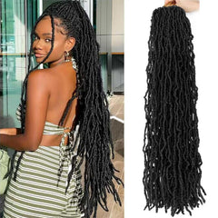 24 Inch Soft Locs Crochet Hair Pre Looped 6 Packs Faux Locs Crochet Braids Goddess Locs Dreadlocs Synthetic Hair For Black Women (1B, 24 Inch (Pack of 6))