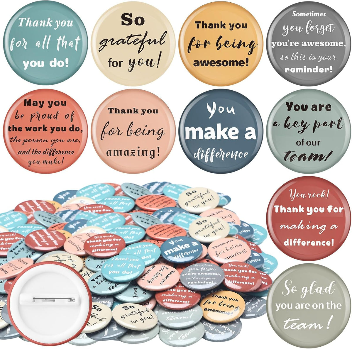 Tondiamo 100 Pcs Customer Service Week Gifts Bulk Inspiration Button Pins for PA Vet Tech Week Appreciation Party Favors Thank You Gift for Pastor Employee Staff