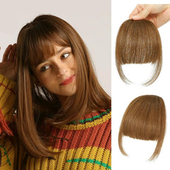 100% Human Hair Clip in Bangs,Women Air Thinning Curtain Flat Natural Black Bangs, Natural Curved Wispy Bangs,Real Human Hair Faux fake Bangs(Wispy Bangs,Natural Black)