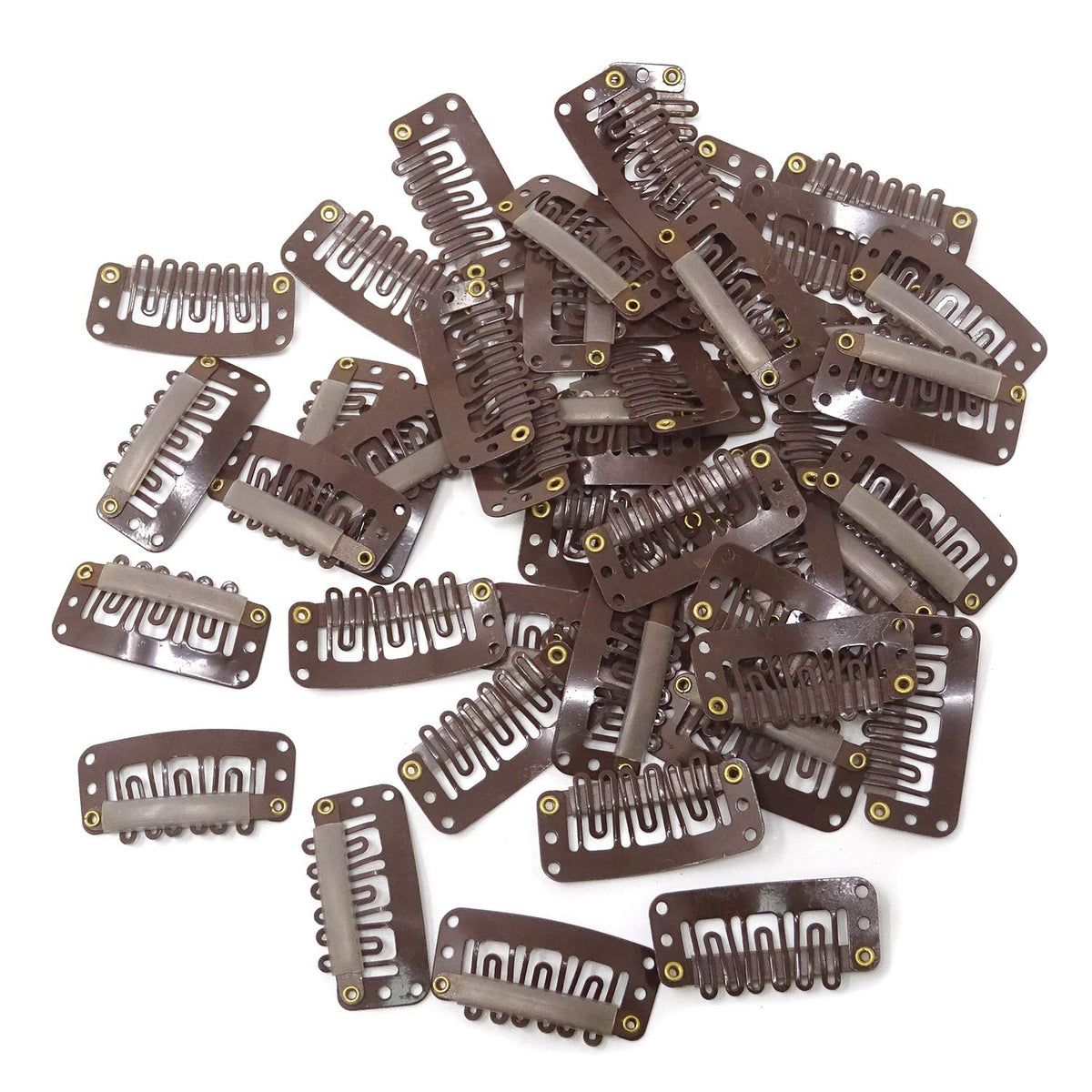 Honbay 50PCS 6-Teeth U-Shape Snap Clips for Hair Extensions - 3.3cm/1.3inch (Black)