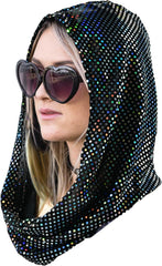 sequin unisex rave hood/festival outfit/hood, sparkly bandana Rave Accessories, Rave Gear