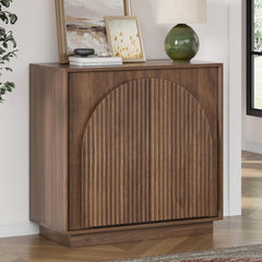 win2win Fluted Sideboard Buffet Cabinet with Storage, 31.5" Modern Accent Cabinet with Double-Layered Arch Doors, Small Wood Console Credenza for Living Room, Dining Room, Entryway, Hallway, Black