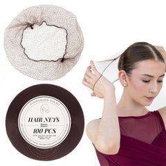 Hair Net 100Pcs 20Inch Packed Individually High Elastic Nylon Edge Invisible Hair Nets for Women Buns Food Service Dancer Cooking Wigs(100Pcs,Light Brown)