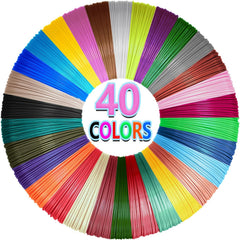 Yungden 40 Colors 3D Pen Filament Refills, 1.75mm PLA 3D Pencil Printing Threads, Each 10 Feet, Total 400 Feet, Compatible with SCRIB3D, MYNT3D and PIKA3D Pens