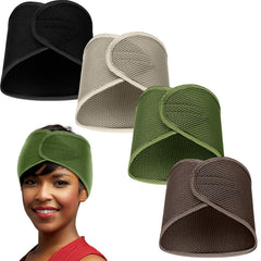 Xuhal 4 Pieces Mesh Hair Wraps for Black Women - Sleeping Hair Scarf Cap, Spa Headbands, Natural Hair Wash Face Sleep (Dark Purple, Black, Gray, Camel)